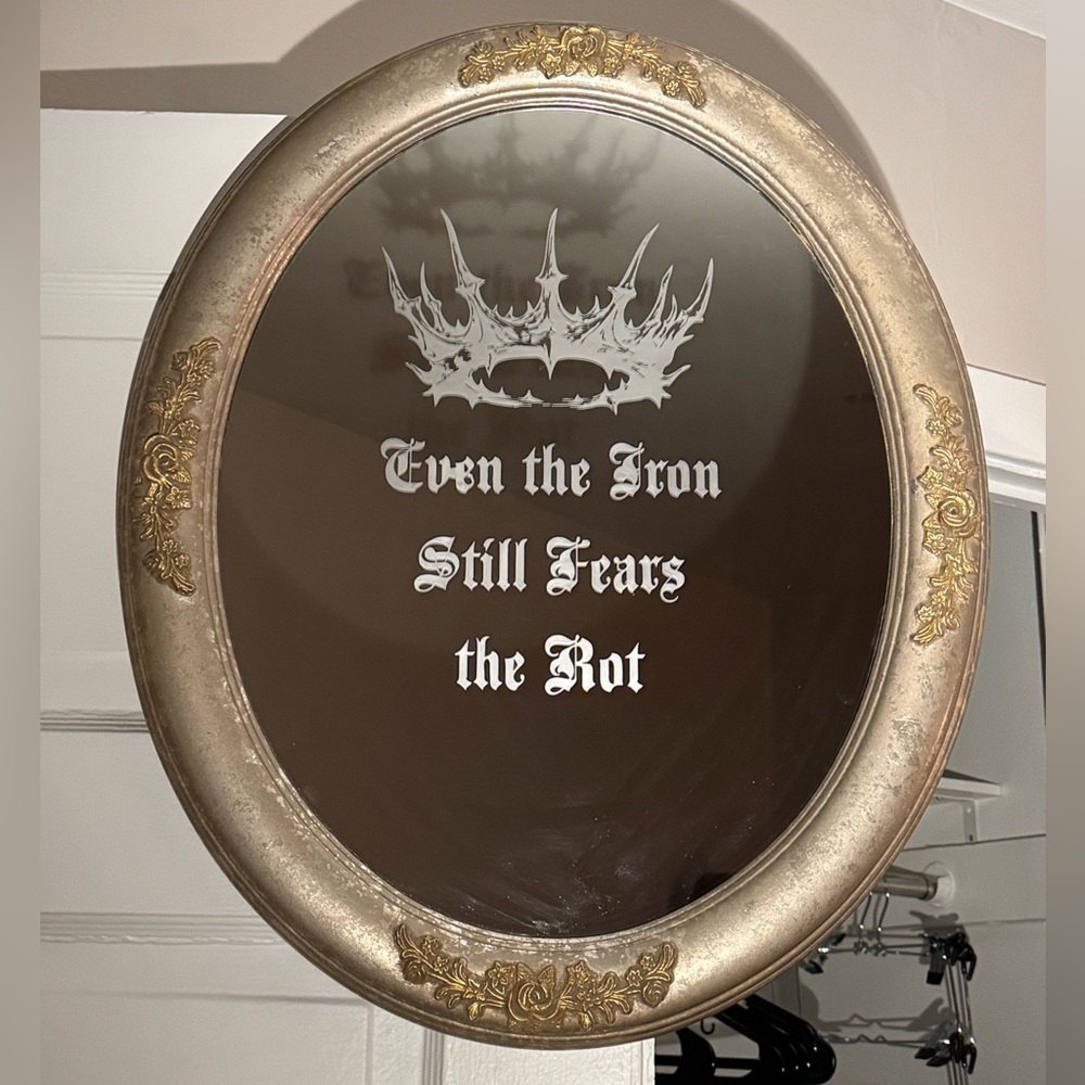 Hand Etched Ethel Cain Gold and Silver Wall Mirror